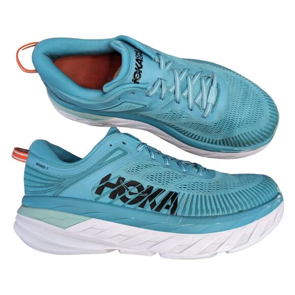 Hoka One One Shoes - HOKA ONE ONE Bondi 7 Aquarelle Eggshell Blue Run Walking Sneaker Womens 10D WIDE
